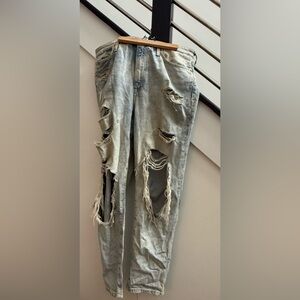 H&M Light Blue Ripped Boyfriend Jeans